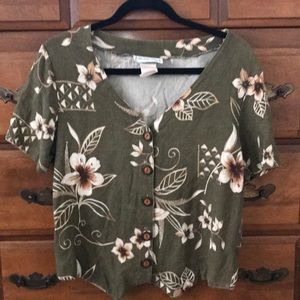 Vintage Button Up Short Sleeve Top by CA Krush
